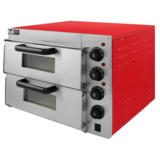 Forno per Pizza a 2 Ripiani Pofessionale per bar Ristoranti Pizzeria Forno Elettrico a Doppio Ripiano per Pizza da 40cm