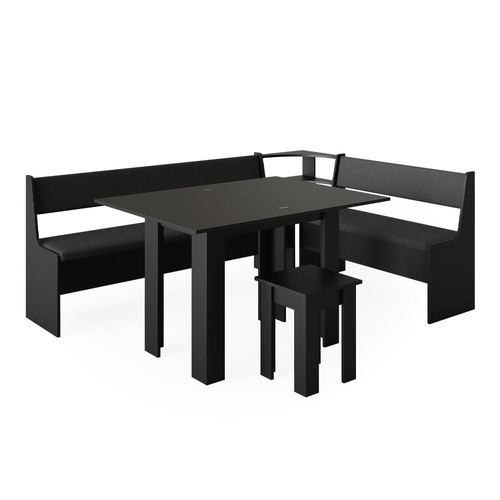 Vicco Grupa ławek narożnych Roman, Czarny, 210 x 150 cm z tabelą