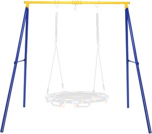 Portique de balançoire charge 250kg avec 2 méthodes de fixation piquets d'ancrage 194x180x180cm