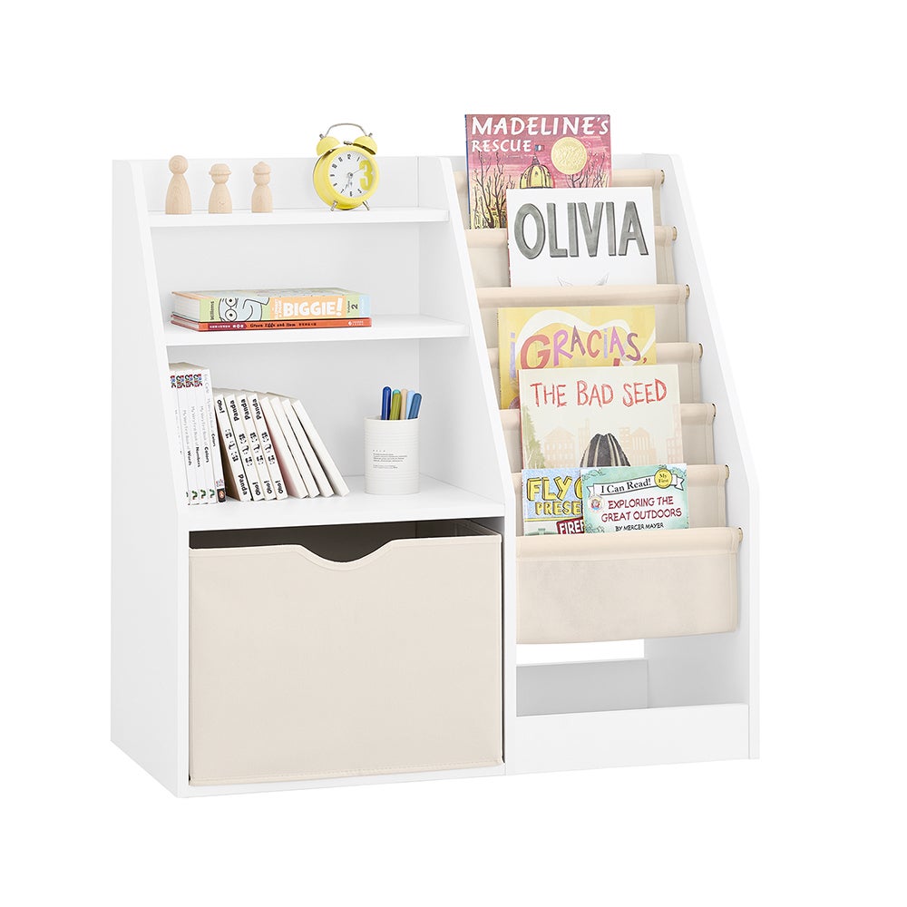 SoBuy Biblioteczka Dziecięca Montessori 3 Poziomy z Koszami 80x40x80 cm Biały KMB119-W