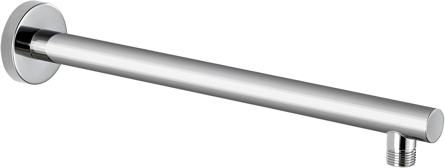 Ramię prysznica okrągłe, srebrne, 5,2*5,2*40 cm, stal nierdzewna, montowane na ścianie, z ukrytym drążkiem przedłużającym.