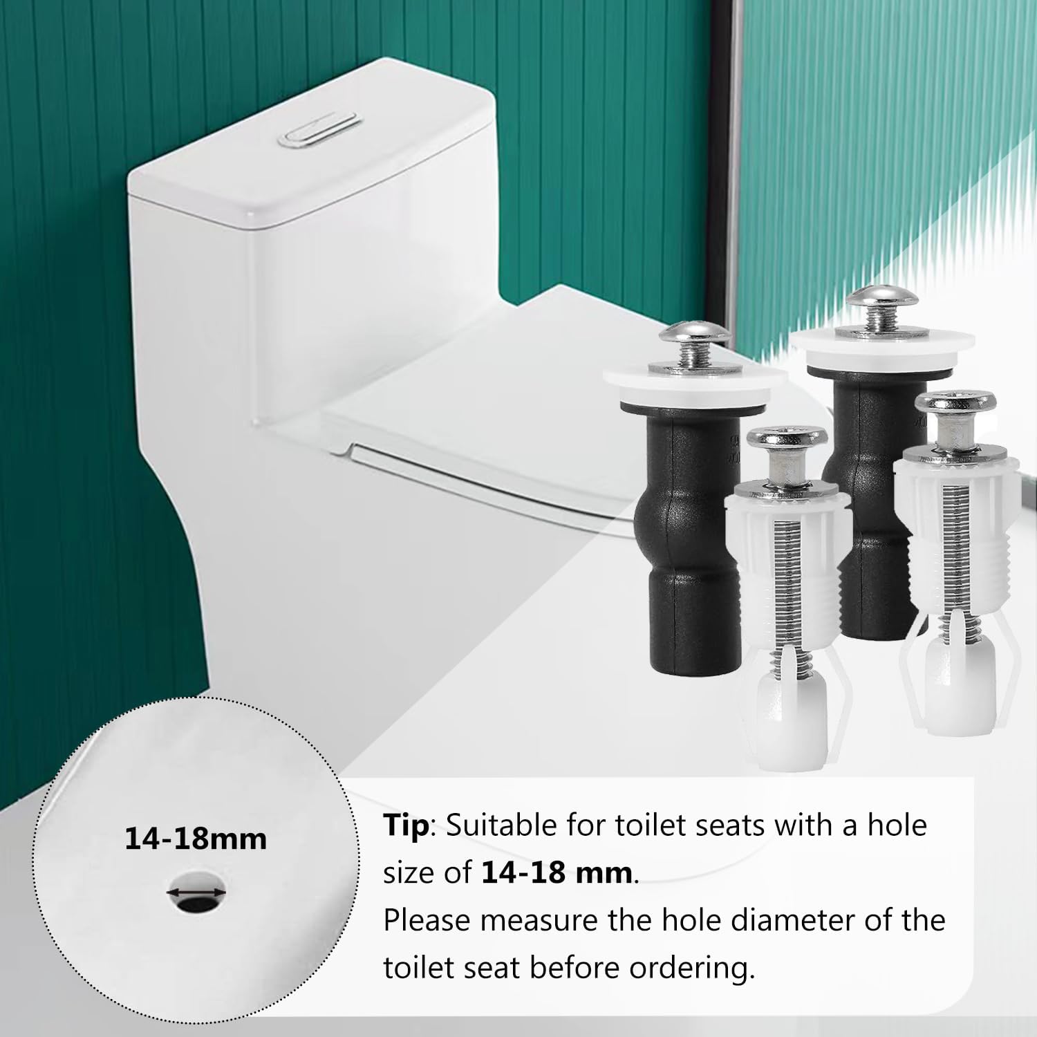 Fixation Abattant WC Vis, 4 Pièces Vis D'expansion pour Siège de Toilette, Rechange pour Abattant WC Fixations Charnières - 7