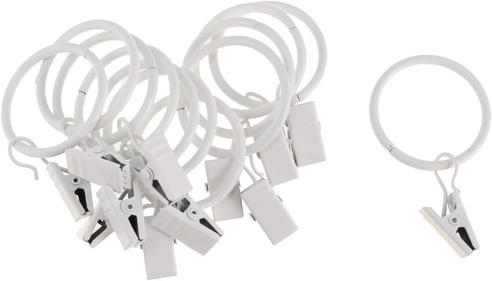 20 Pièces Anneaux de Rideaux avec Pinces, Pince Polyvalente en Métal pour Tringle à Rideaux, Pinces avec pour Maison, Porcelaine Blanche Ø 32 mm - 4