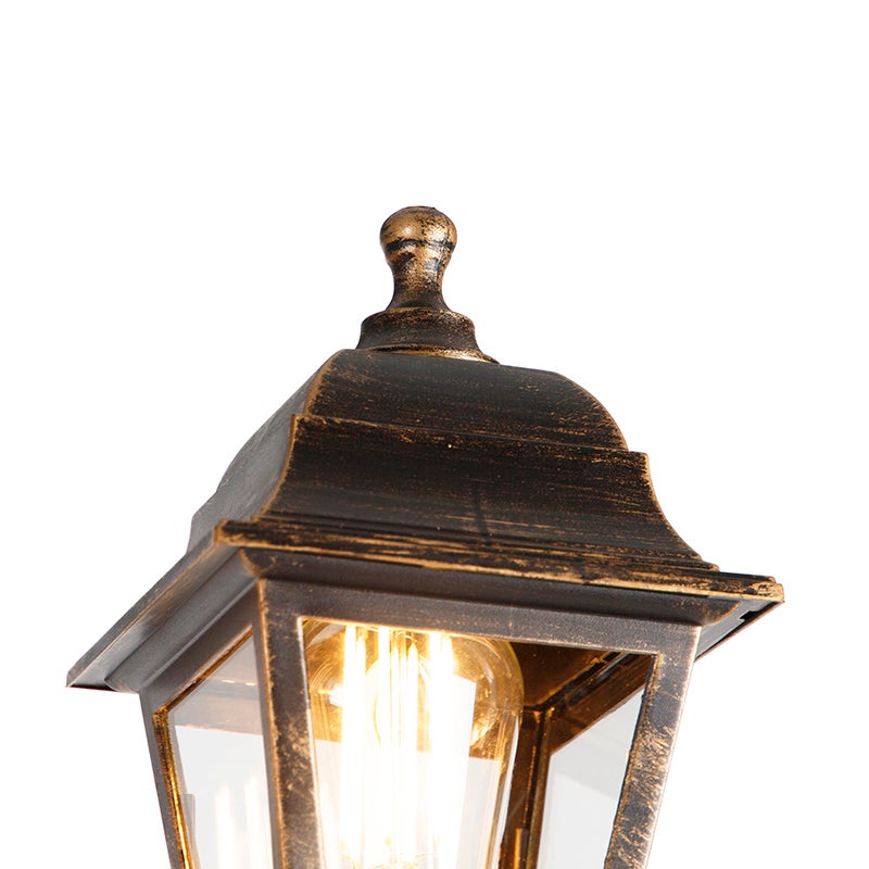 Qazqa classic-antique lanterne extérieure pour jardin - Capital - doré/laiton, max. 15w, e27, 216cm, IP44, à 3 lumières - 4