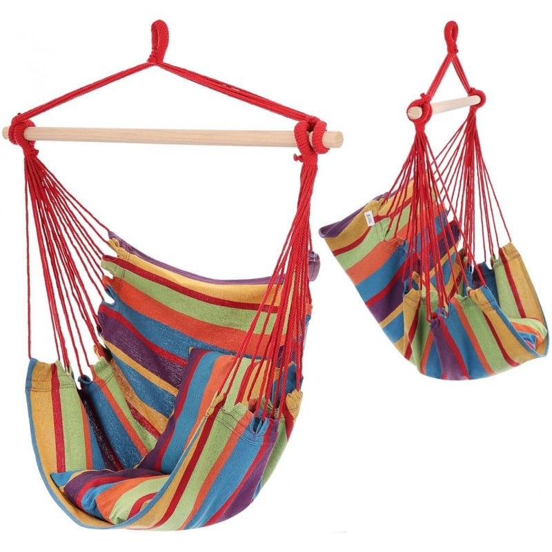 Hamak fotel wiszący brazylijski 100x100 cm z poduszkami różnokolorowy