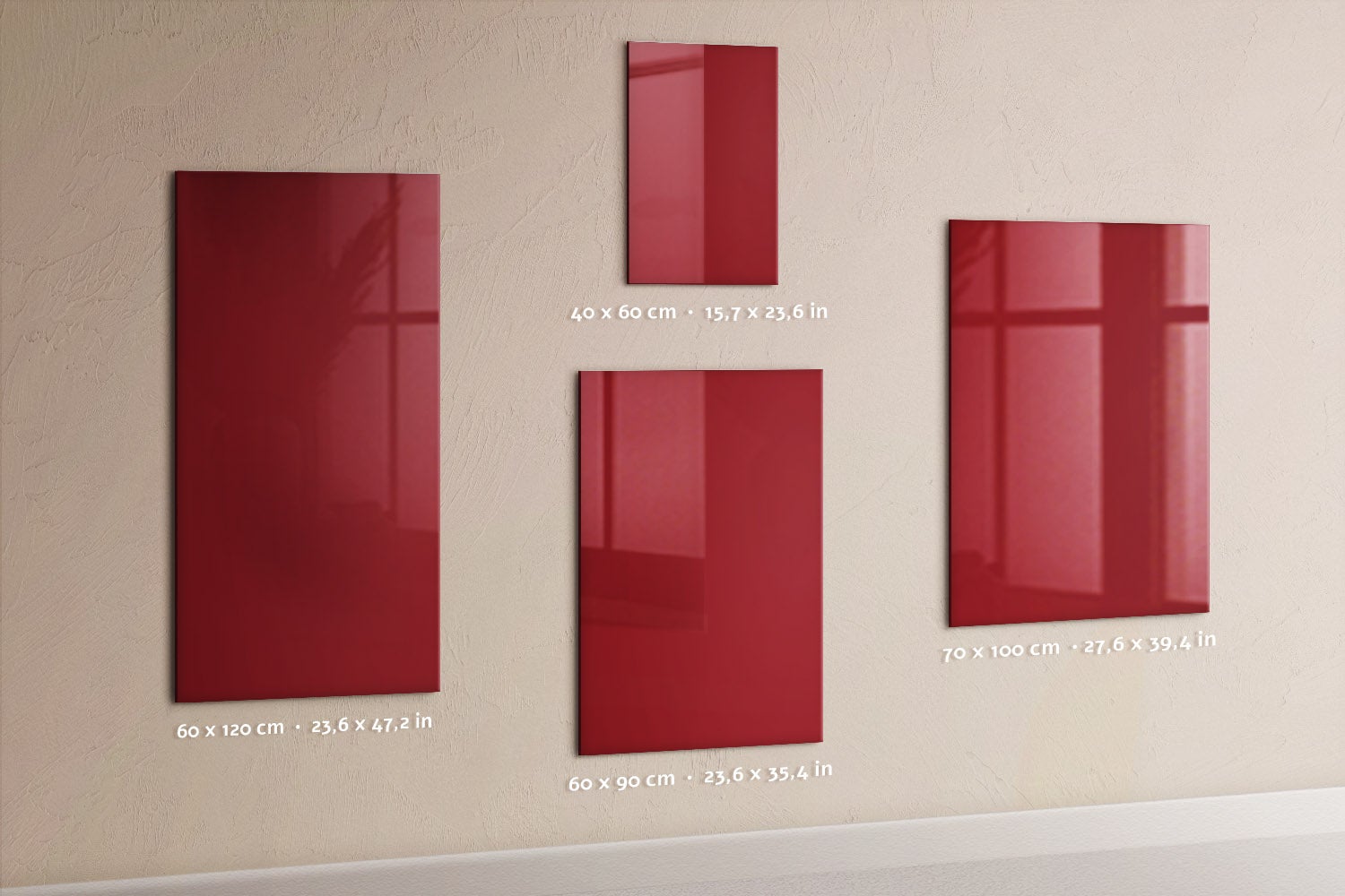 Tableau magnétique mural, Tulup - 60x120 cm - Couleur rouge, 5 aimants, une éponge, un marqueur blanc - 4