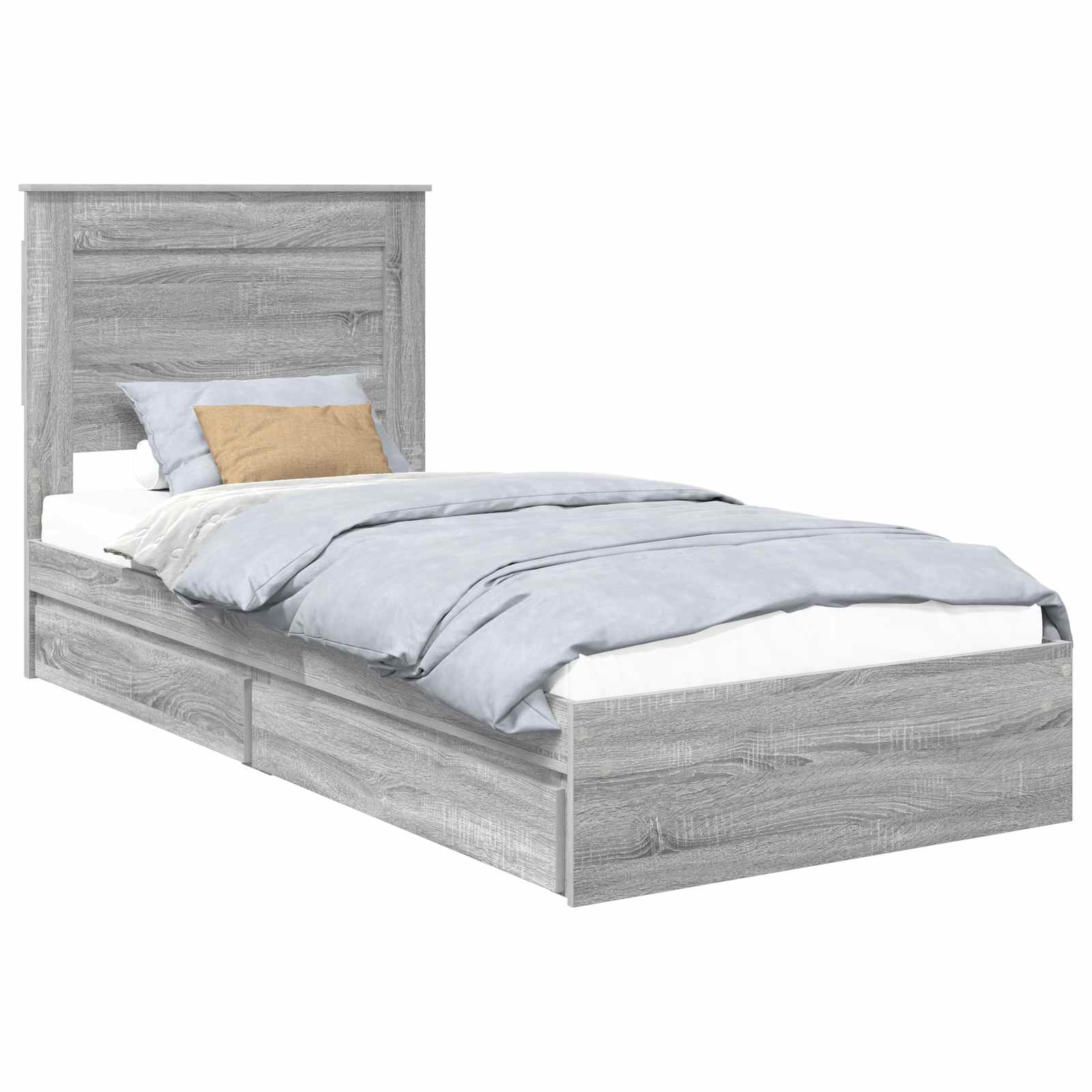 Lit de rangement gris 75 x 190 cm en panneau de bois - 2