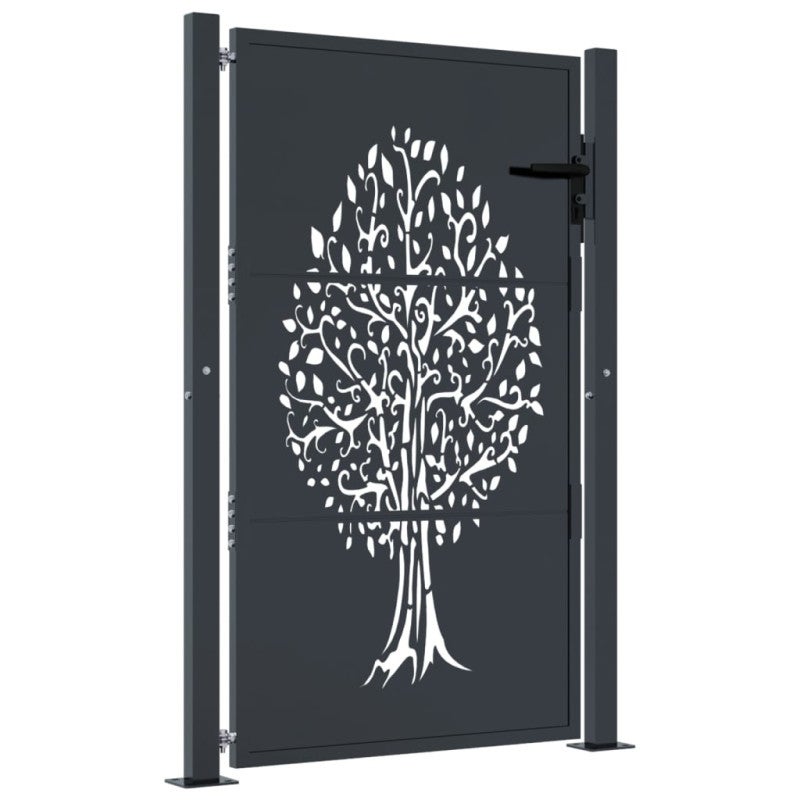 Portail de jardin anthracite 105x130cm acier conception d arbre - 2