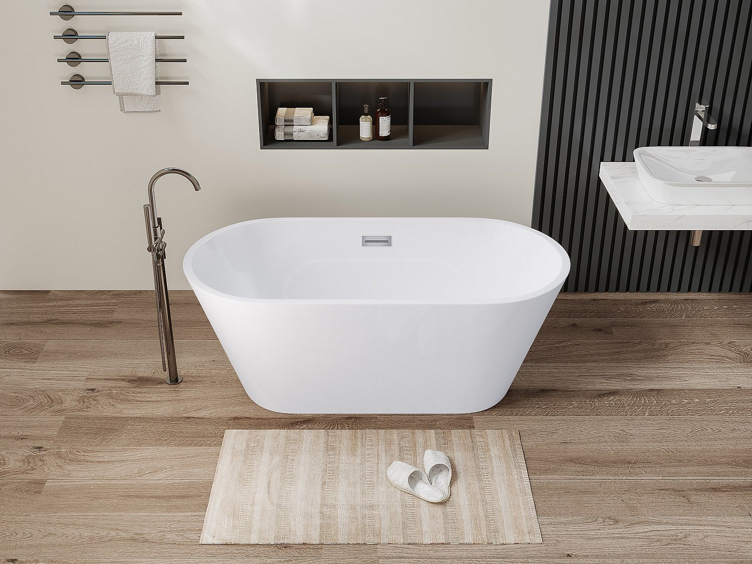 Bañera exenta design - 201 L - 150 x 70 x 58 cm - Blanco - TWIGGY - 3