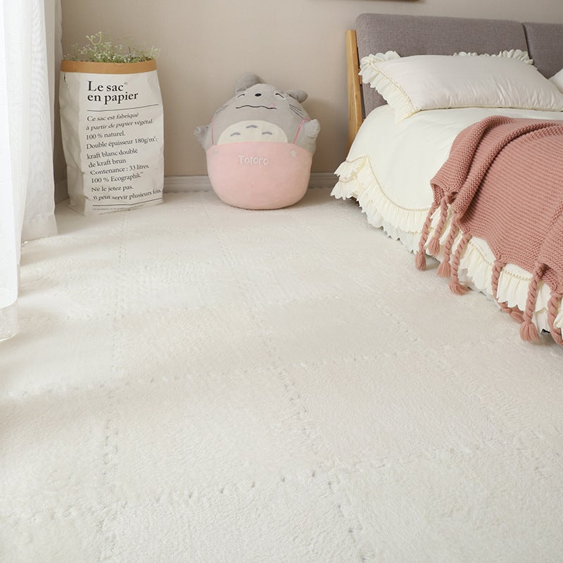 Tapis emboîtable en mousse souple à poils longs, 6 pièces, tapis antidérapants, carreaux de sol de protection, tapis de jeu d'exercice, blanc - 3