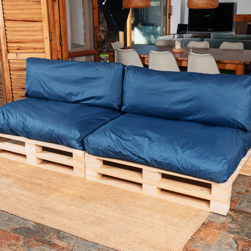 Coussins Palette Déhoussable Imperméable LOT x2 BANANAIR 120x80cm/120x40cm Bleu - 6