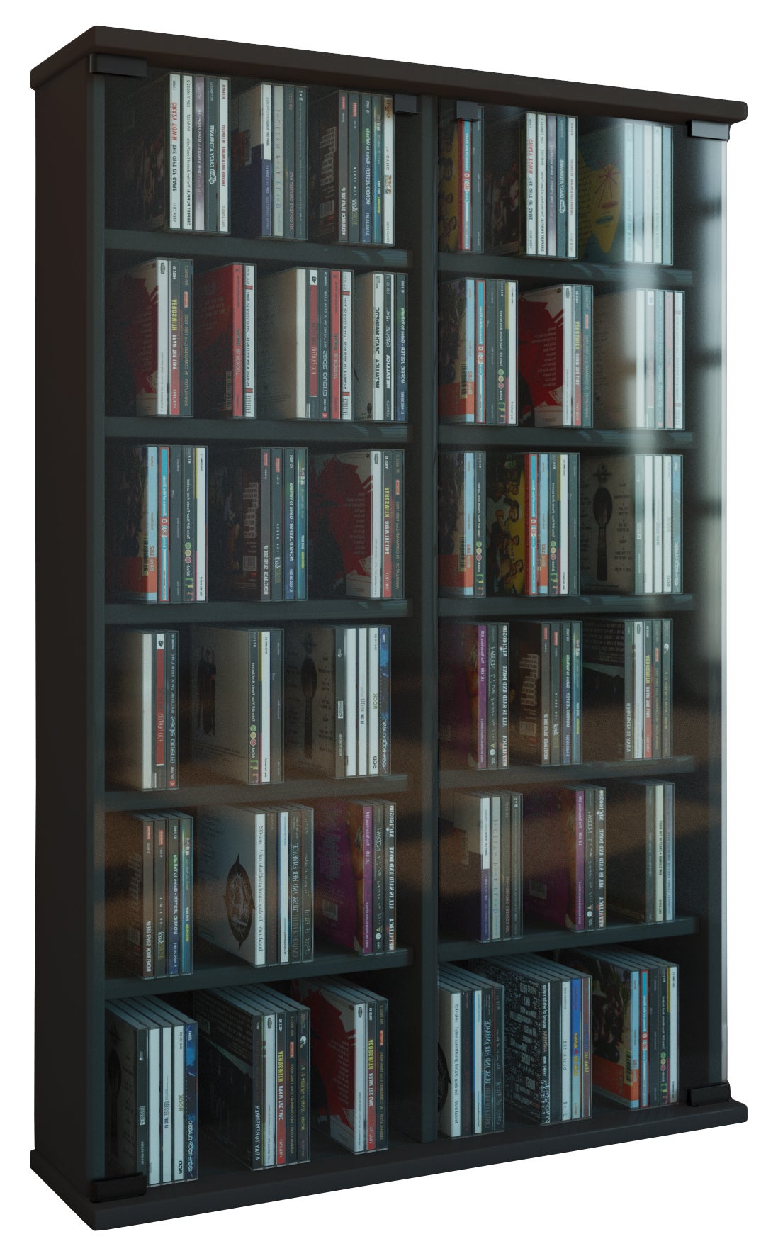 VCM Płyta CD / DVD Media Shelf Roma Czarny H. 92 x B. 60 x T. 18 cm