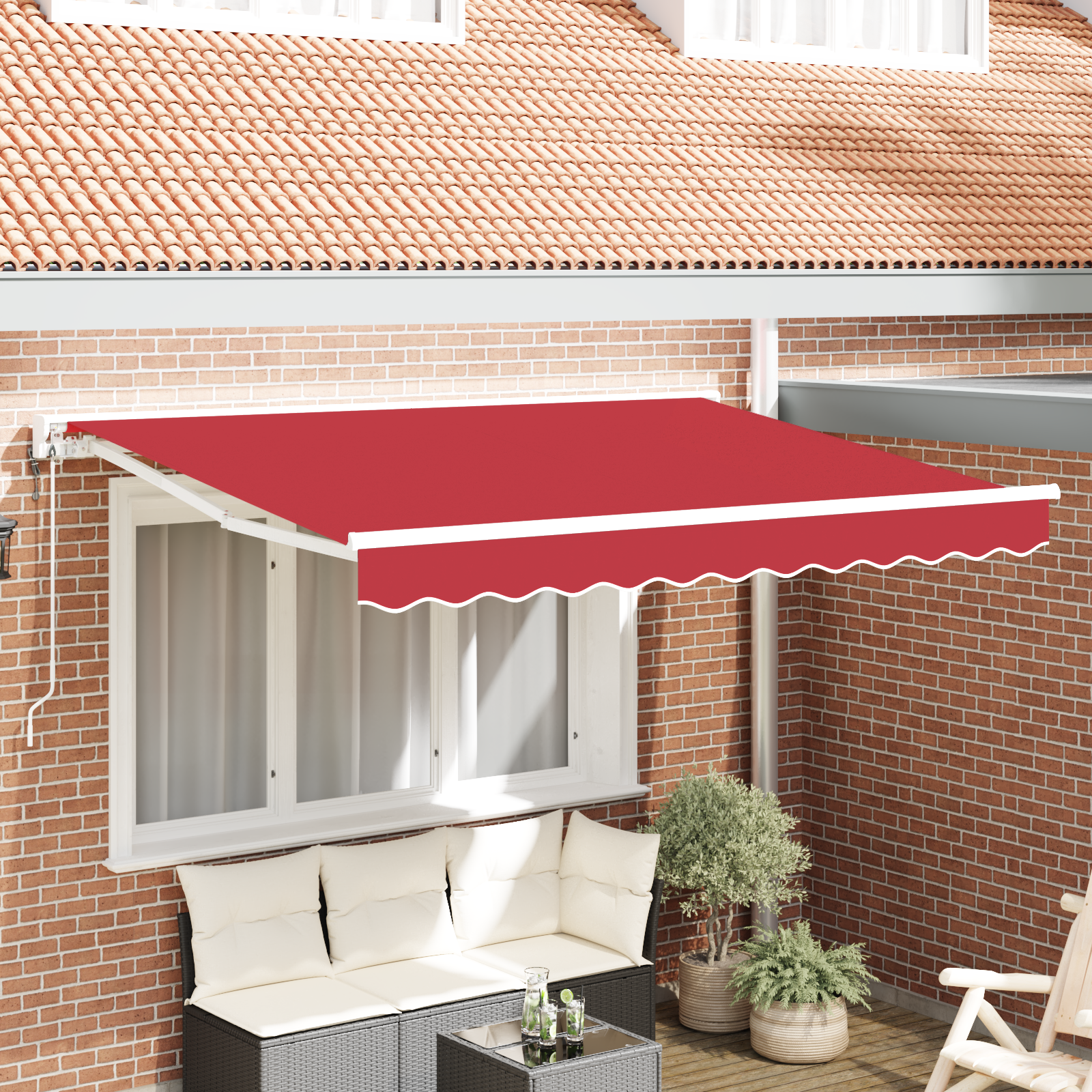 Rama markizy Czerwony 350 x 200 cm Poliester z powłoką PU vidaXL