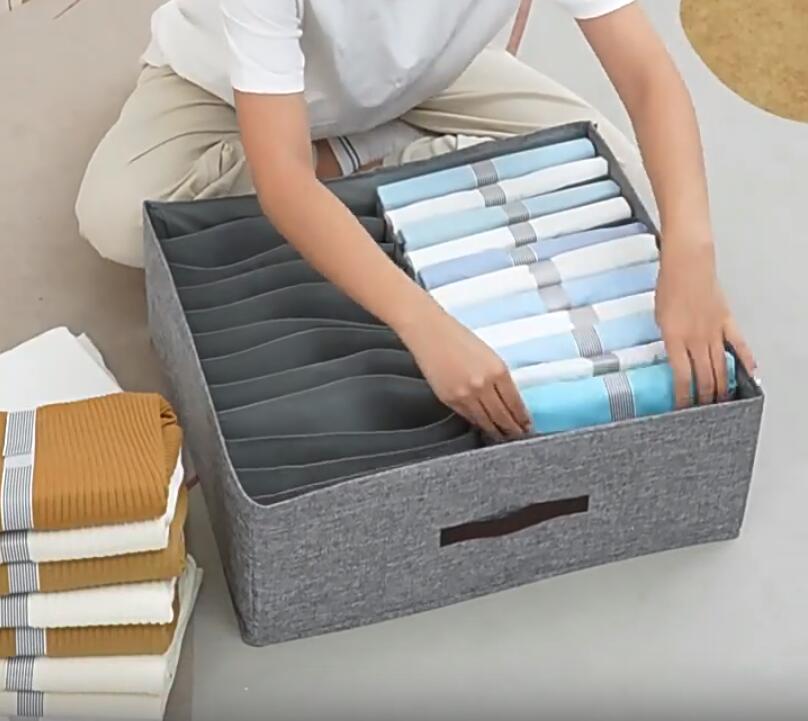 Organisateurs de placard et bacs de rangement 2 pièces, organisateur de jeans à 24 grilles pour placard, boîte de rangement en tissu pliable lavable - 8