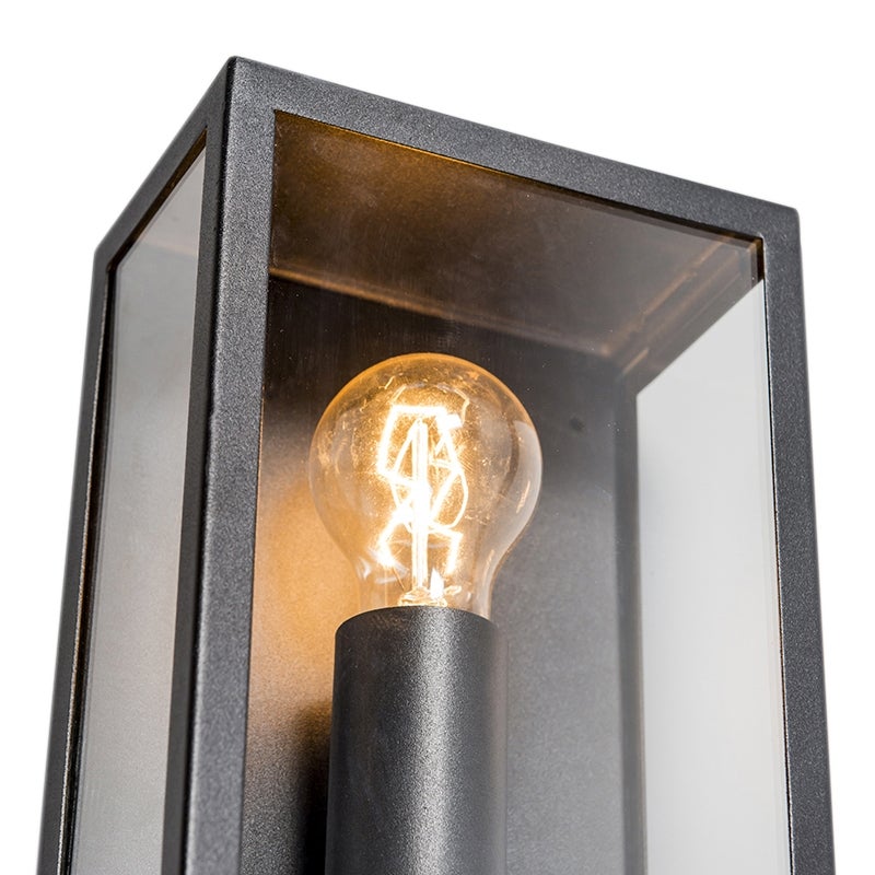 Qazqa rustique applique murale extérieure, lampe murale pour jardin - Rotterdam - noir, max. 60w, e27, 16cm, IP44, rectangulaire - 6