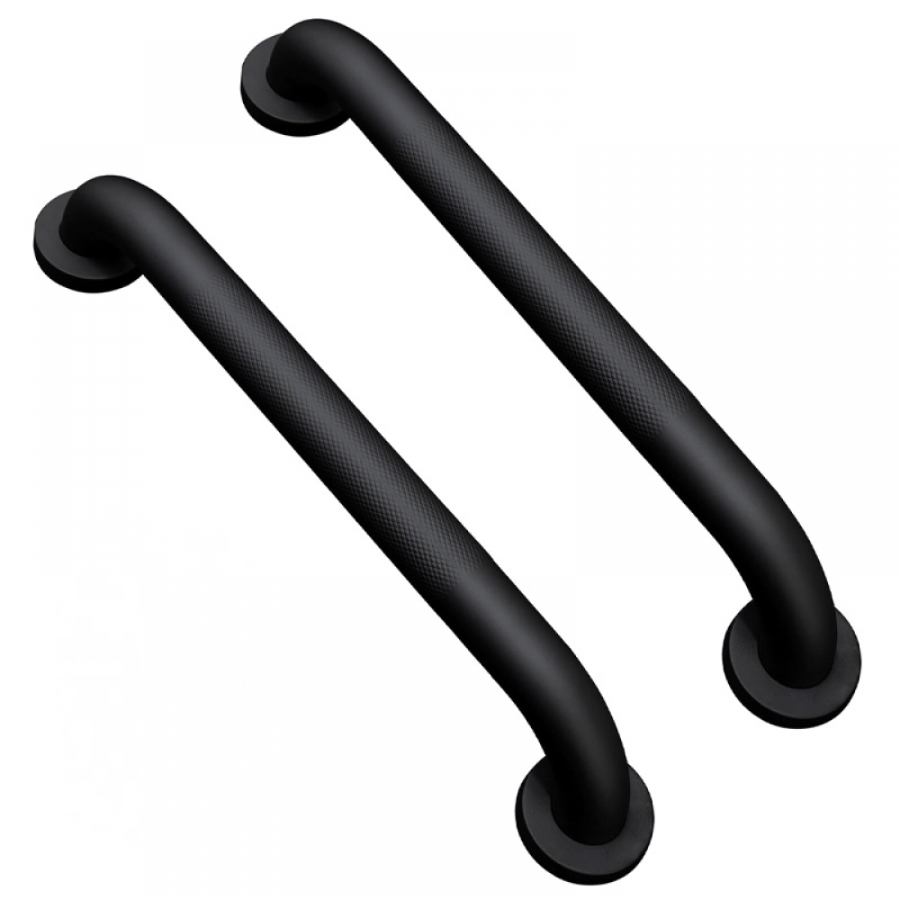 Uchwyt łazienkowy antypoślizgowy z radełkowaną rączką (opakowanie 2 szt., 40 cm, czarny)