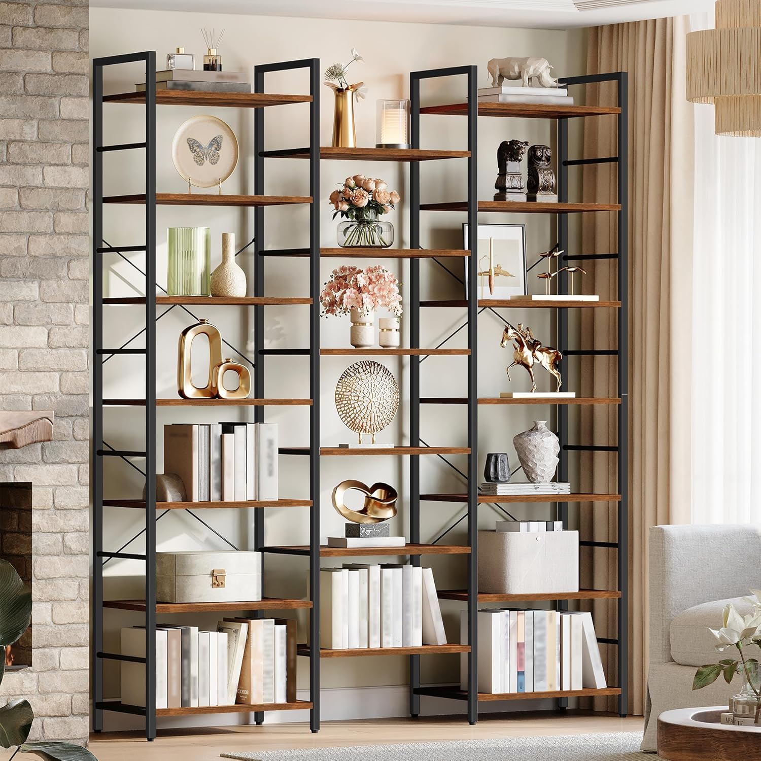 Tribesigns Libreria A 7 Ripiani, Scaffale Con Telaio In Acciaio Scaffale Autoportante Per Soggiorno Cucina Aperta Scaffalatura Scaffale Per Ufficio Camera Da Letto Cucina 200 X 100 X 30 Cm 86799994