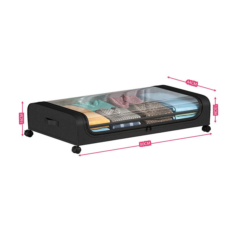1 panier de rangement grande capacité sur roulettes, bac de rangement sous le lit pour vêtements, livres, jouets, couvertures et literie, noir - 6
