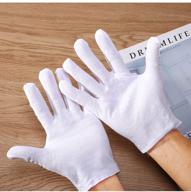 12 paires de gants blancs en coton - coton doux au toucher - gants en tissu blanc - Gants de service - Gants - XL - 5
