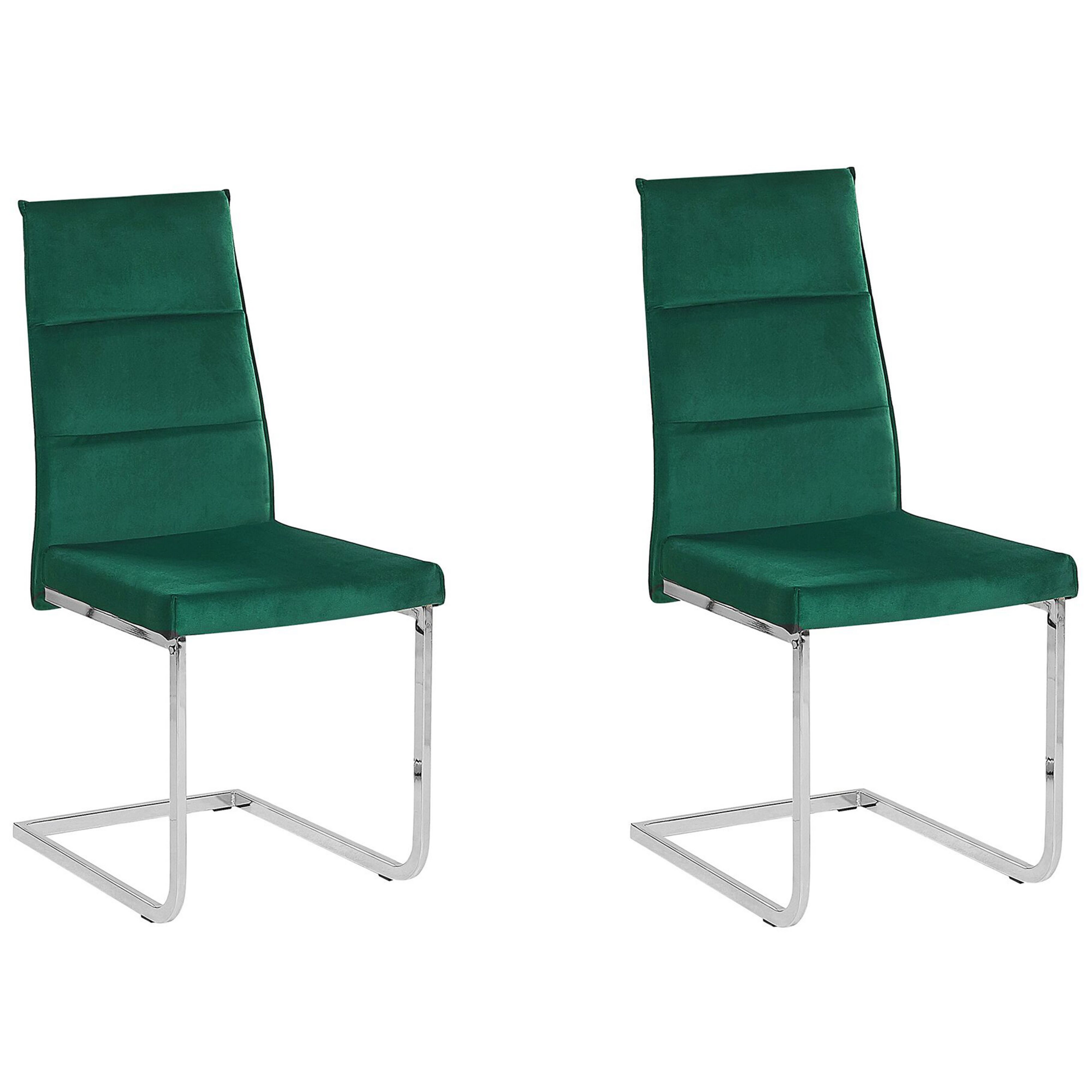Set 2 Sedie Da Pranzo In Velluto - Gambe Metallo Dorato, Stile Moderno, Verde Smeraldo