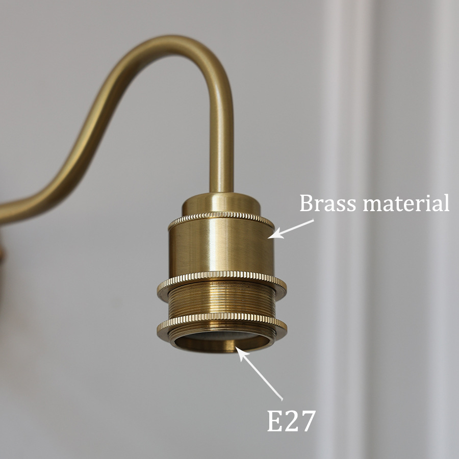 Kinkiet, lampka nocna w stylu vintage, mosiężna lampa ścienna z kloszem szklanym, lampa ścienna wewnętrzna z żarówką, ciepłe światło 3000K - 5