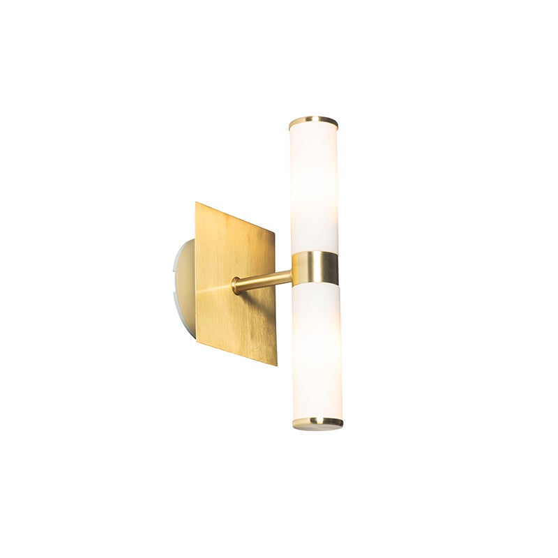 Qazqa moderne applique murale - Bath - doré/laiton, max. 28w, g9, à 2 lumières, 22.3cm, IP44, idéal pour la salle de bains - 3