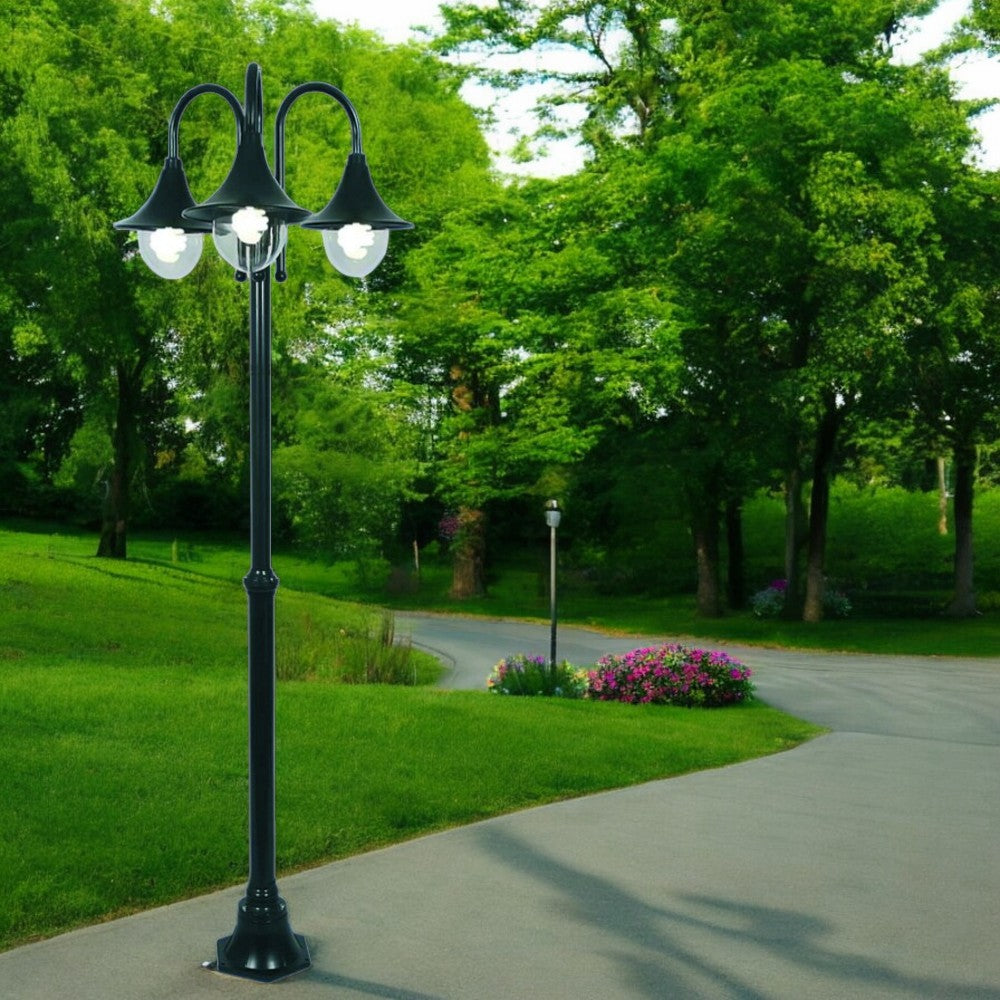 Lampione Da Giardino 2 Lampade E27 In Alluminio Bronzo - Illuminazione Esterna IP44, 220 Cm - Foto 2