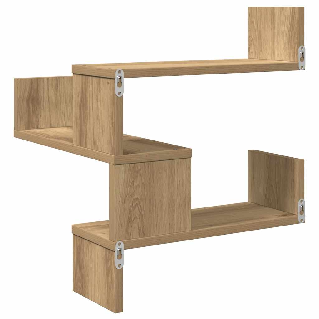 Étagère d'angle murale | Étagère flottante | Étagère suspendue chêne artisanal 40x40x49,5 cm CFW873143 - 7
