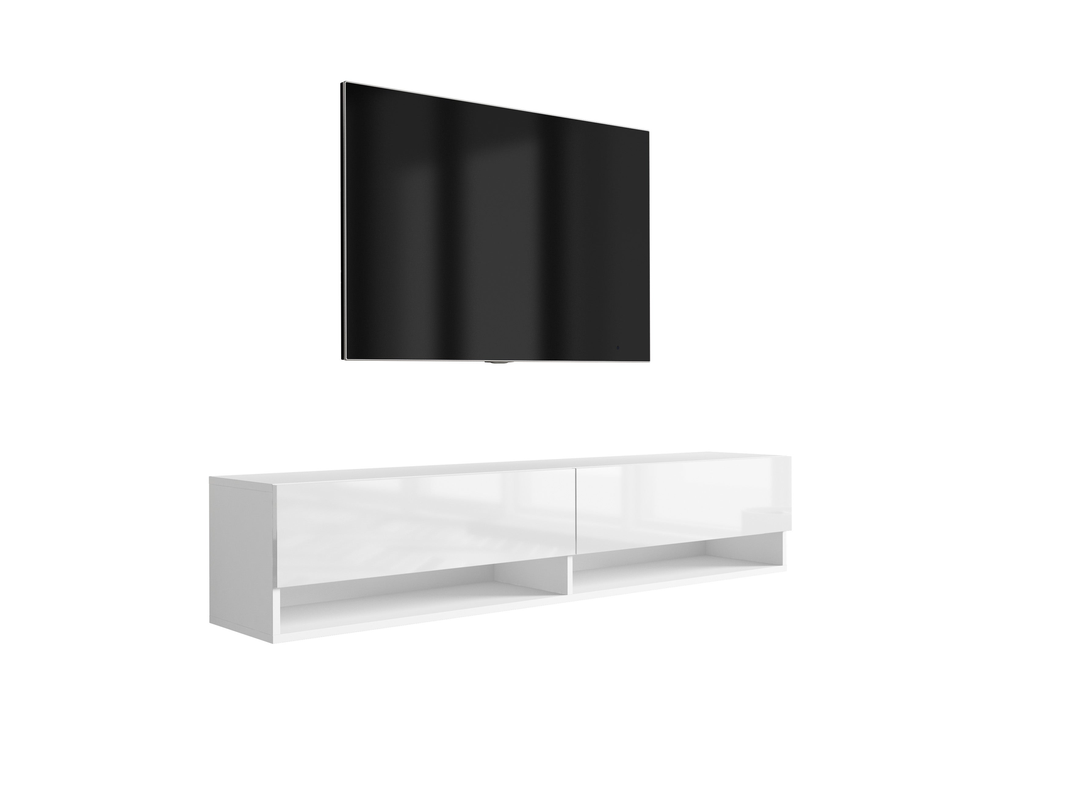 Szafka RTV : Biały Mat / Biały Połysk, 170 × 32 × 34 cm