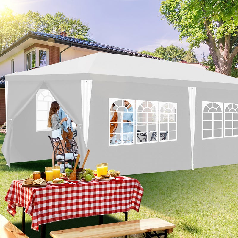 Tente Pavillon Mariages Tente de Jardin – Tente de jardin festive en construction robuste en acier, parfaite pour les mariages 3x6m Blanc - 7