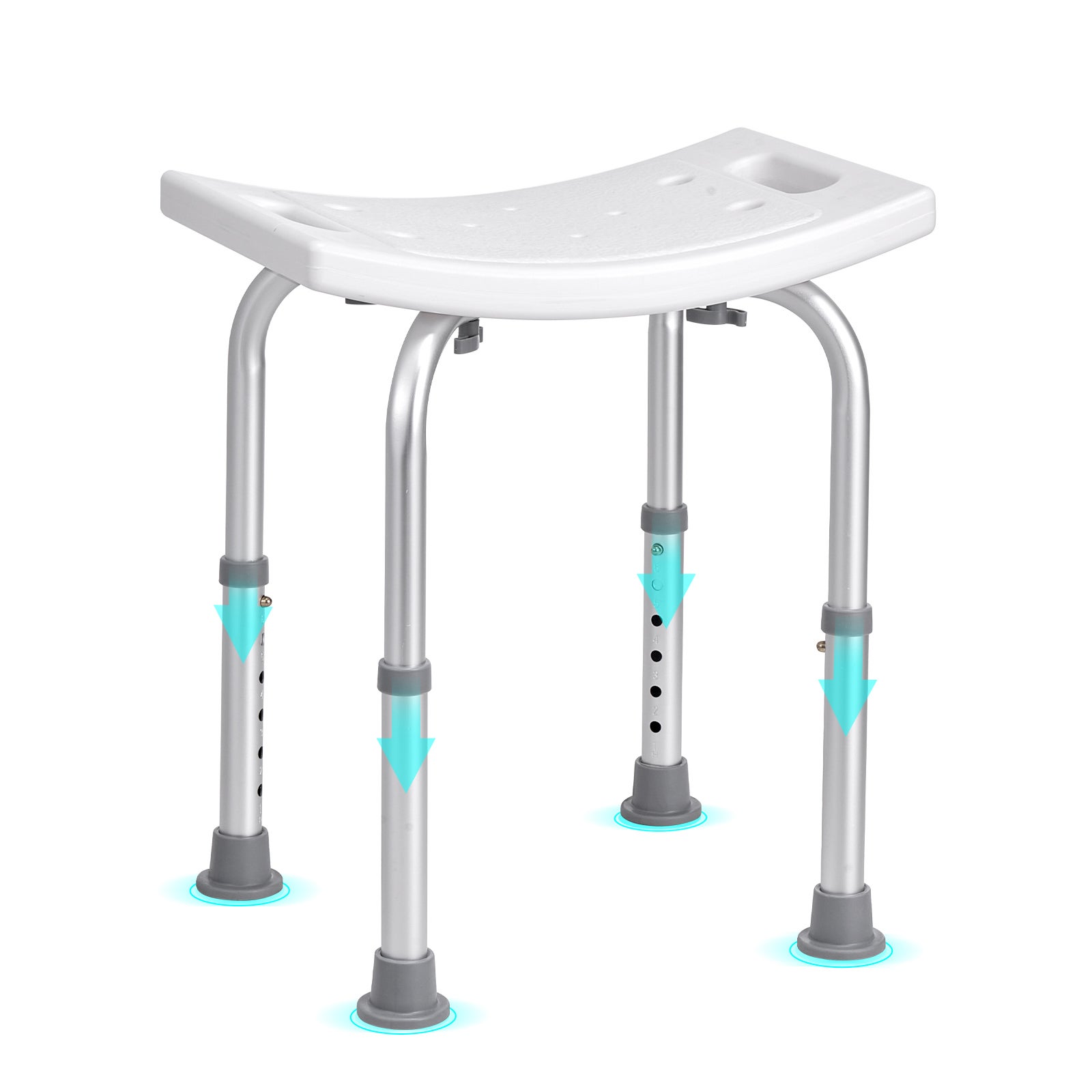 Chaise de douche réglable SucceBuy en hauteur avec poignées intégrées, banc antidérapant, tabouret de baignoire, supporte 158,8 kg - 3