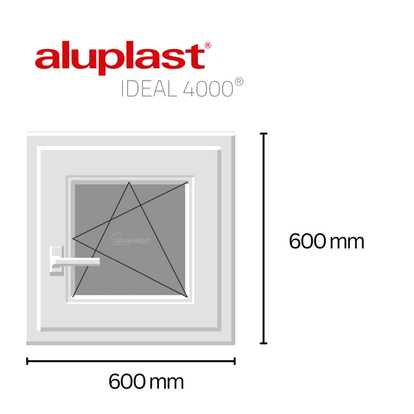 Janela PVC reforçado 60×60 cm branca oscilobatente direita | Vidro fosco – Perfil Aluplast - 3