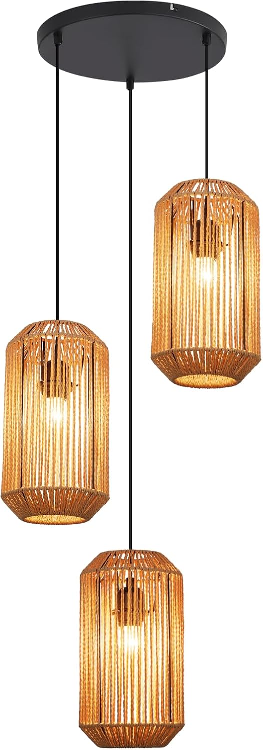 ZMH Lampa wisząca E27 do jadalni w kolorze czarnym, 3-punktowa, do salonu (żarówka nie jest dołączona) - 8