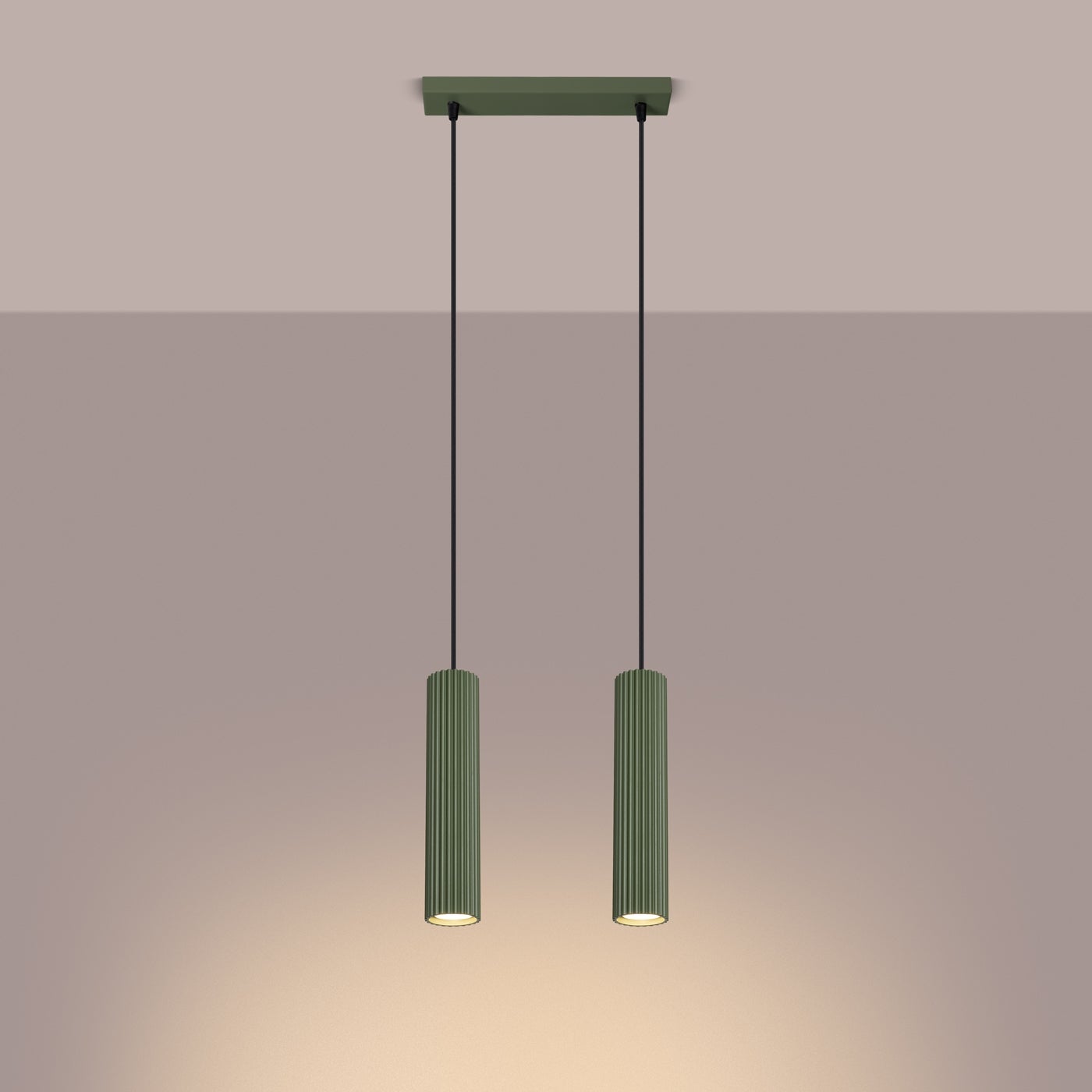 Lampa wisząca GLOOW 2 zielona oliwka LED 3000K - 30x6.5x90cm Sollux