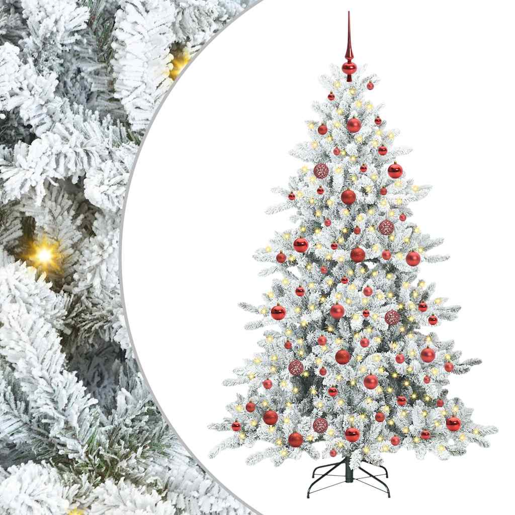 Sztuczna choinka z zawiasami z 300 diodami LED 180 cm PVC