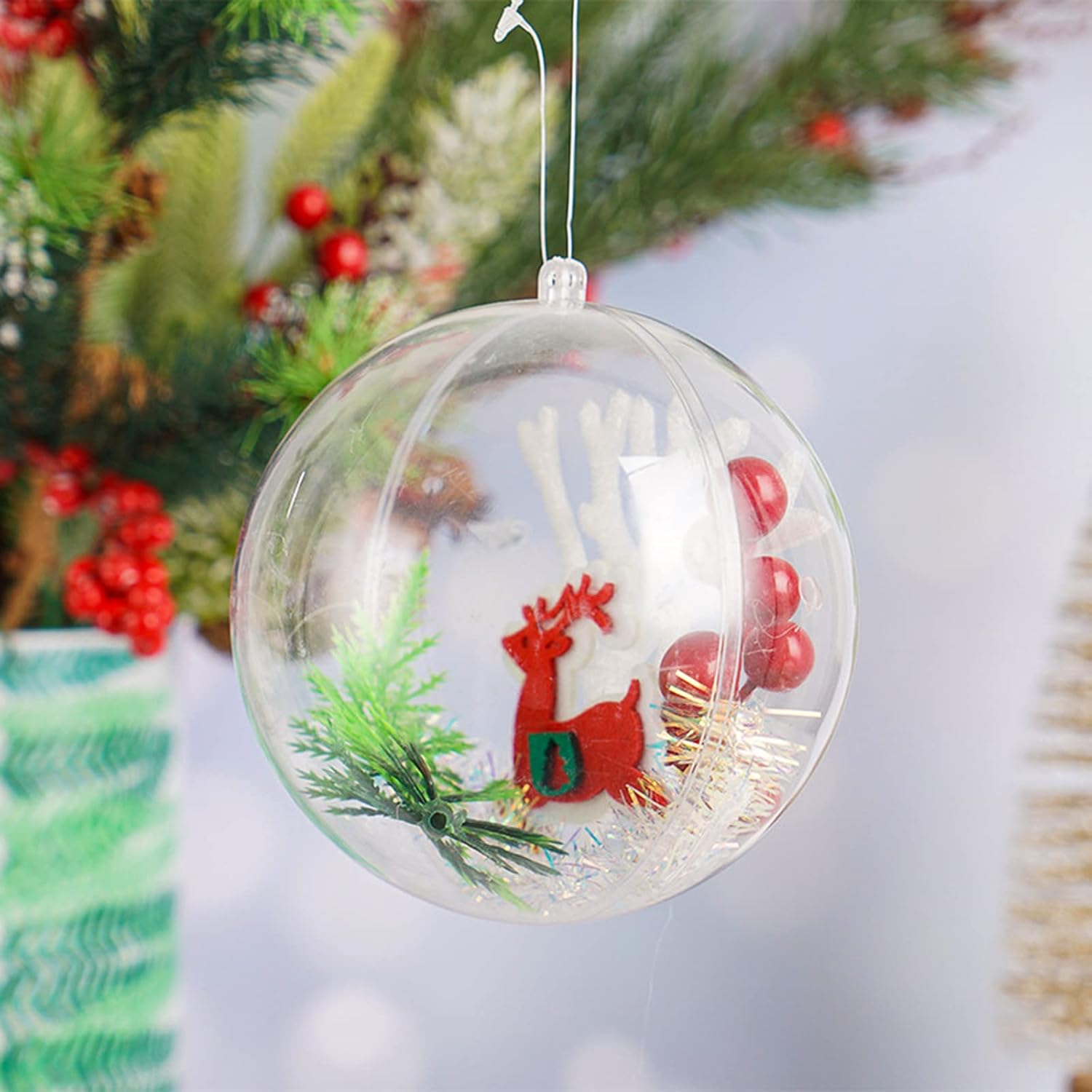 Bombki choinkowe 25 sztuk, wypełniane, przezroczyste, plastikowe, na wesele, urodziny, choinkę, DIY - 4
