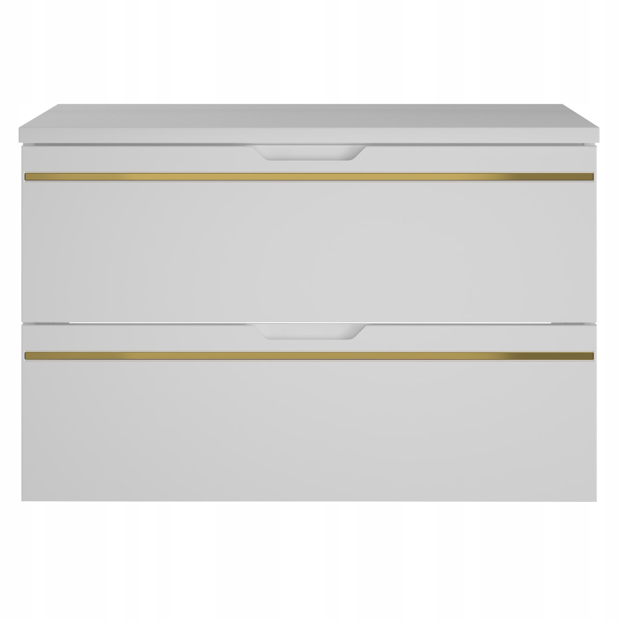 Szafka łazienkowa ESPERO 60 cm biała z blatem złota listwa frezowany uchwyt