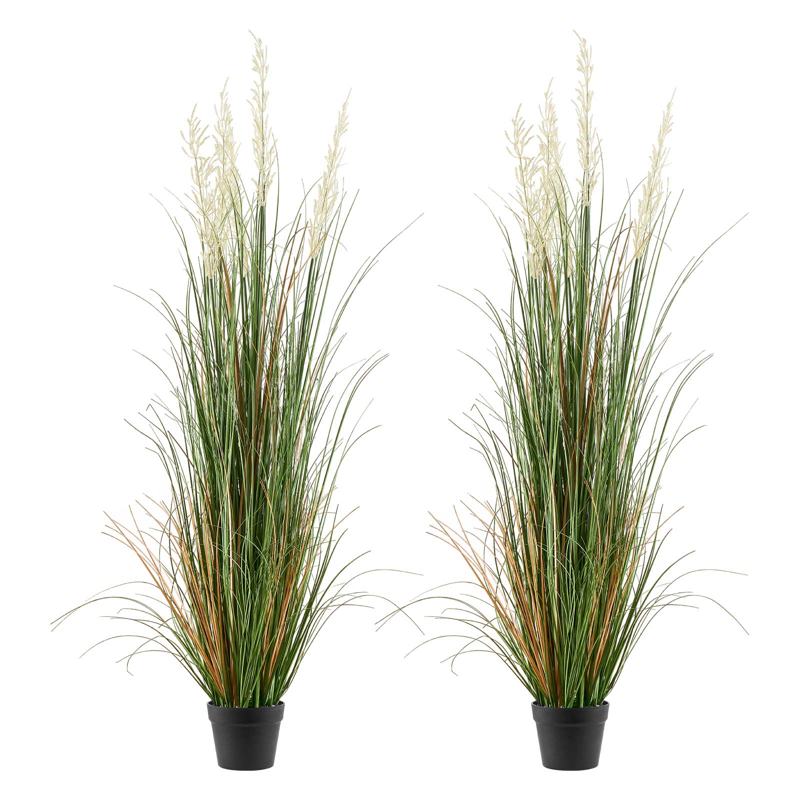 Herbes Hautes Artificielles H. 155 Cm Avec Pot Blanc Sur Pied En Bois