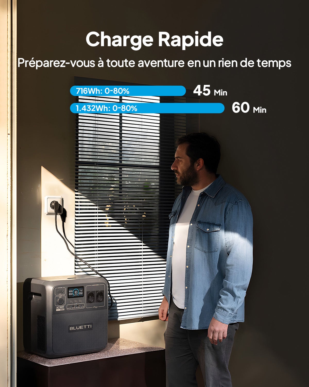 BLUETTI Gerador elétrico AC180T(1433Wh/1800W) com painel solar PV200(200W), bateria LiFePO4, geradores solares trocáveis ​​a quente para motorhome - 3