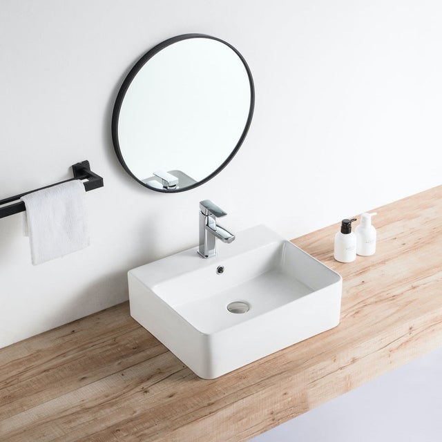 Vasque à poser rectangulaire en céramique VENADO taille S M et L 52 x 42 cm