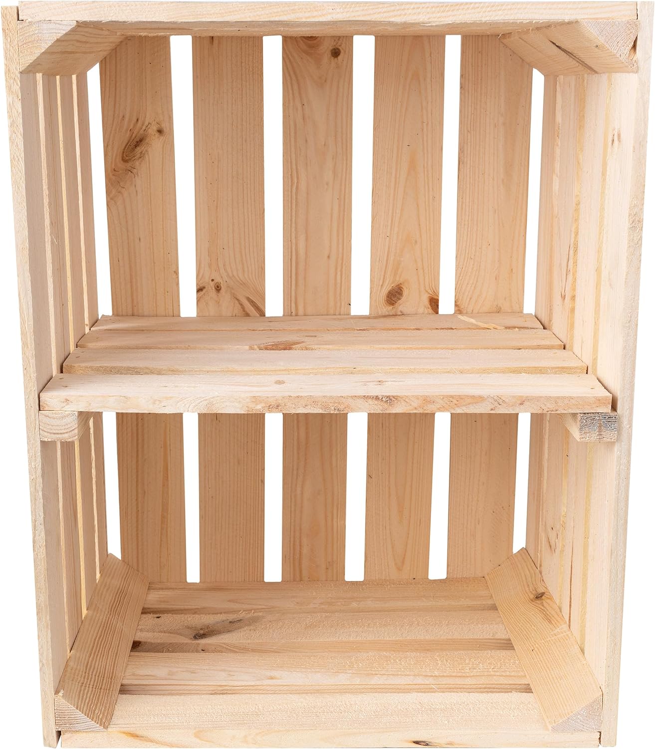 Creative Deco Caisse en Bois Naturel avec Etagere | 50x40x30 cm | Caisse de Rangement | Caisse Rangement Bois | Caisse Vin | Cagette Bois Deco - 7