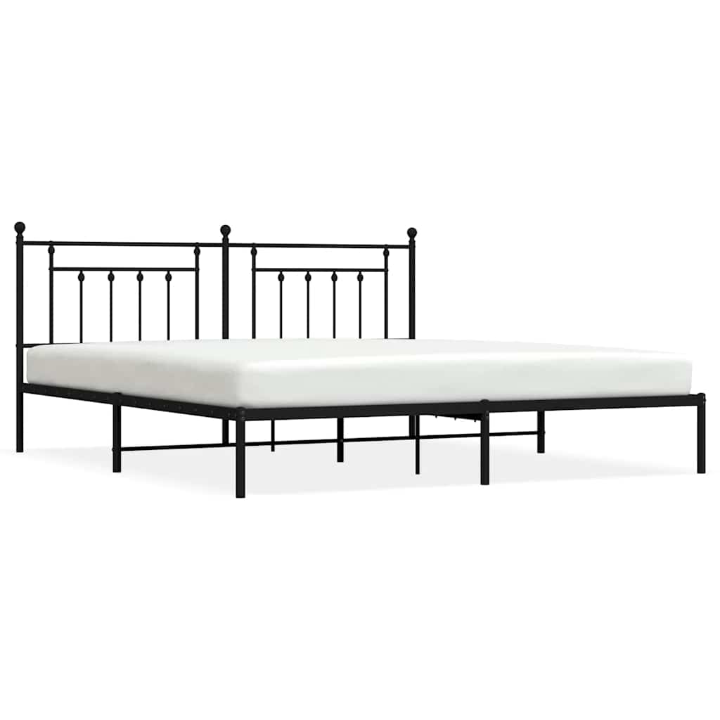 Łóżko Metalowe Czarne Rama Łóżka Ze Stelażem Do Sypialni Pokoju 193x203 cm