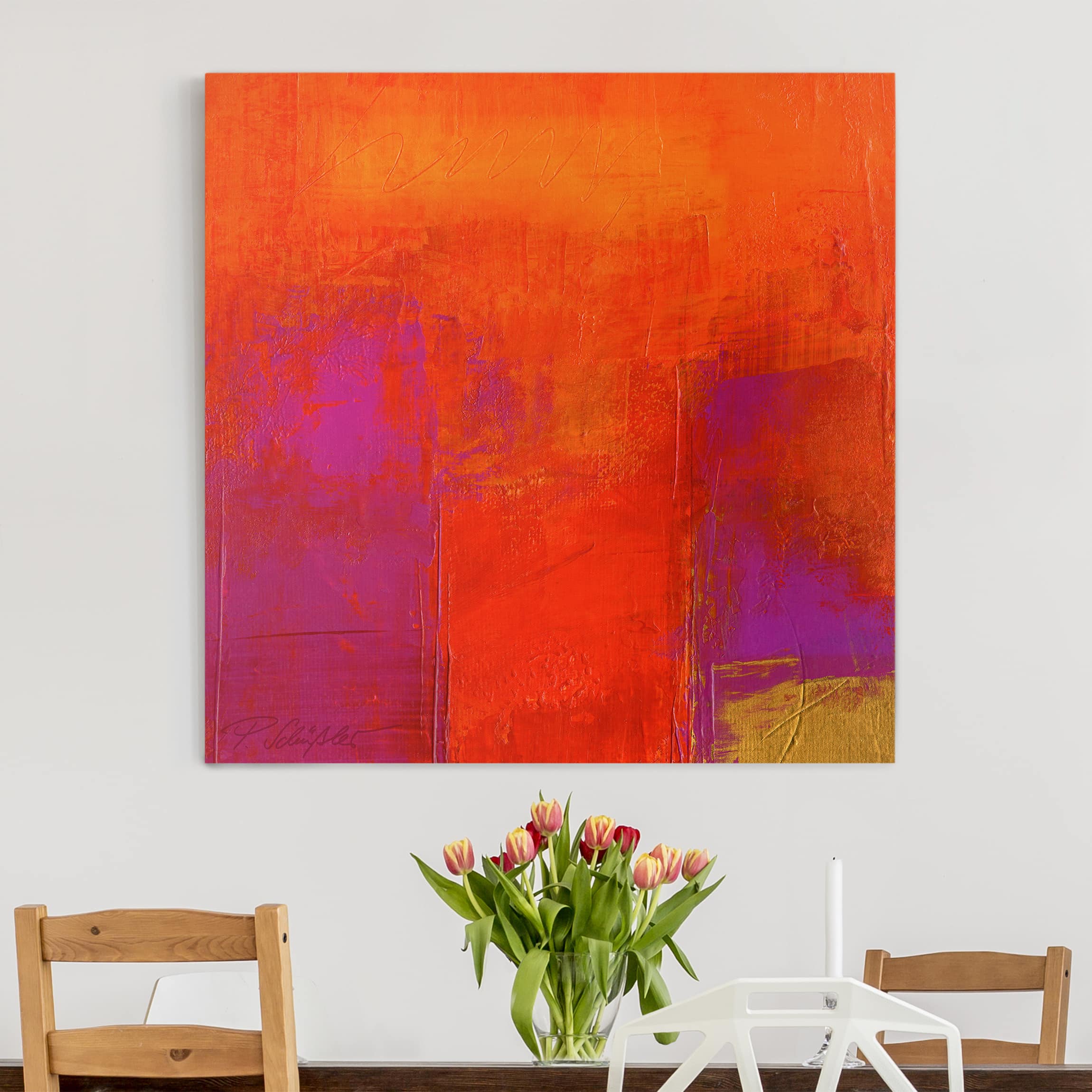 Lienzo cuadro en lienzo bastidor impresion en lienzo rojo arte abstracto pintura 259 cuarto de baño cocina dormitorio salón 30 x 30 cm