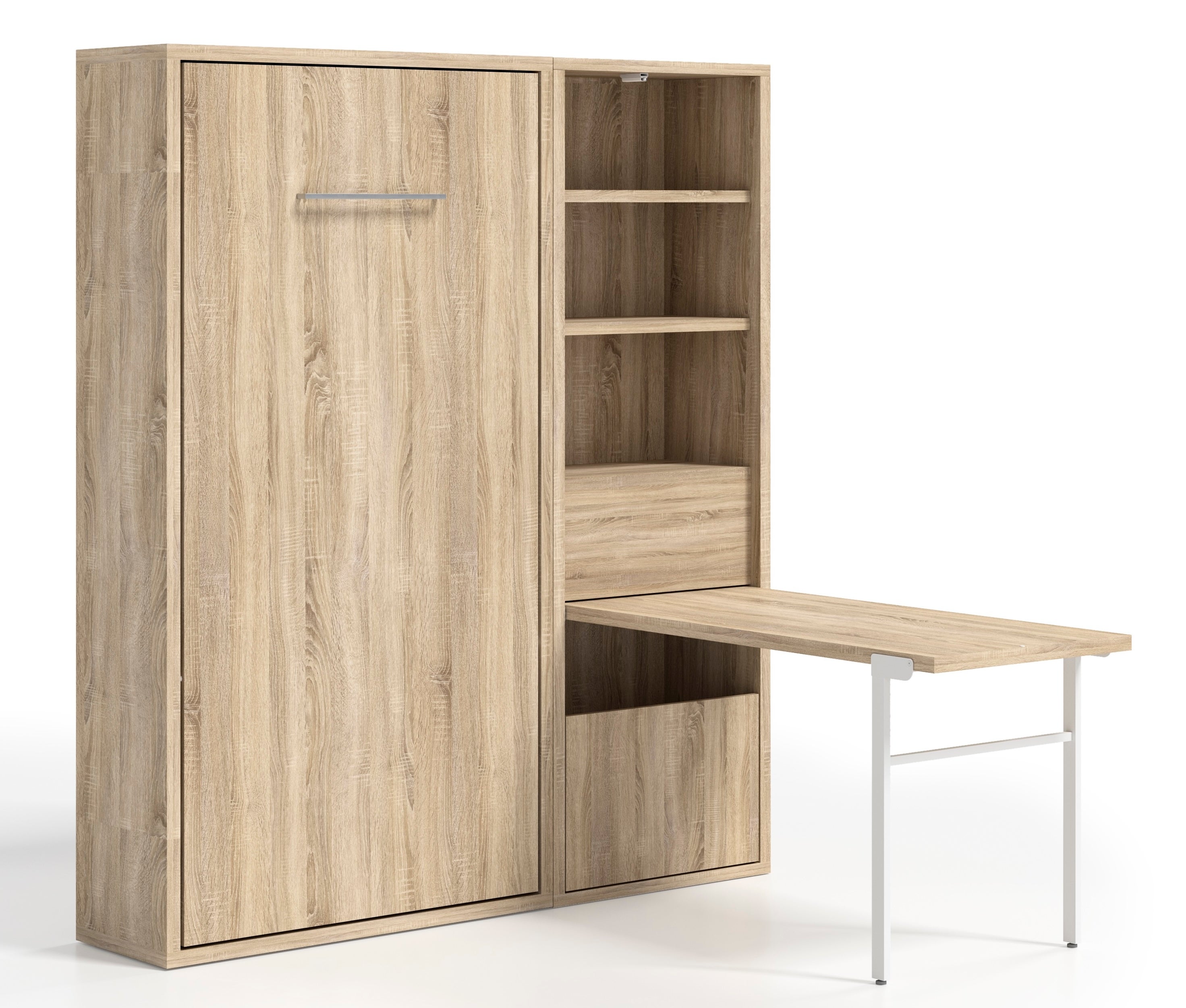 Lit escamotable vertical 90x200 avec armoire et bureau Kampo-Avec ...