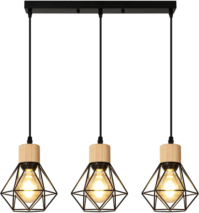 Lustre industriel, plafonnier cage en métal, suspension vintage, lampe suspendue, longueur de corde de suspension réglable (sans ampoule)