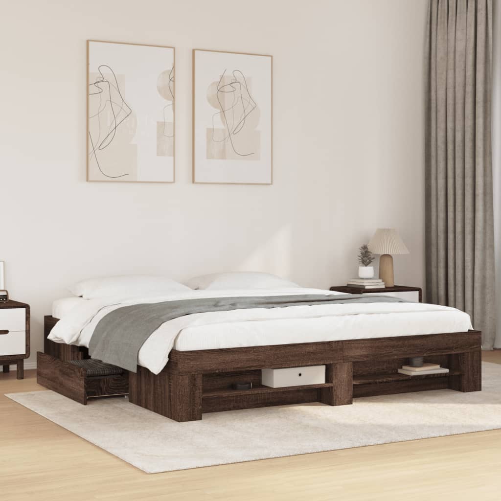 VidaXL Cadre De Lit Sans Matelas Chêne Marron 120x190 Cm - Sommier Robuste Et Élégant