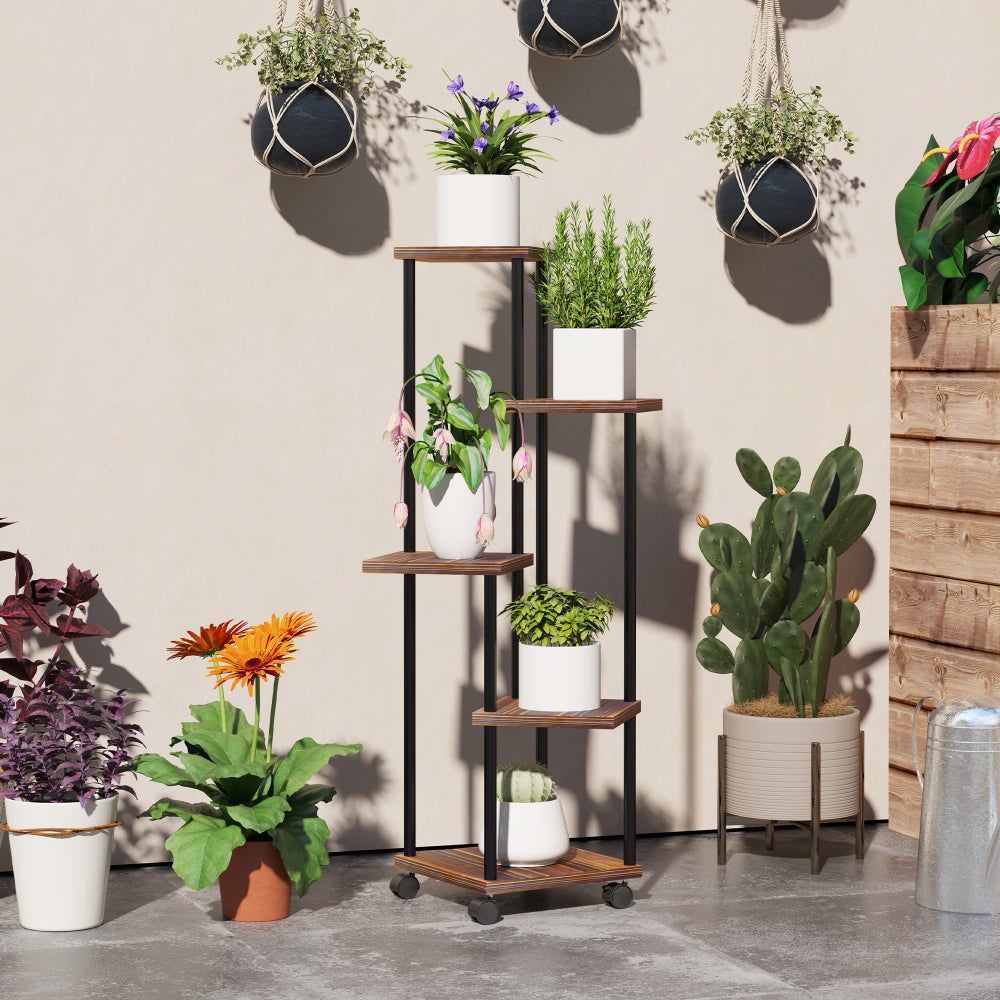 Carrello portavasi in legno portatutto con ruote 70x40cm Videl R Promozione