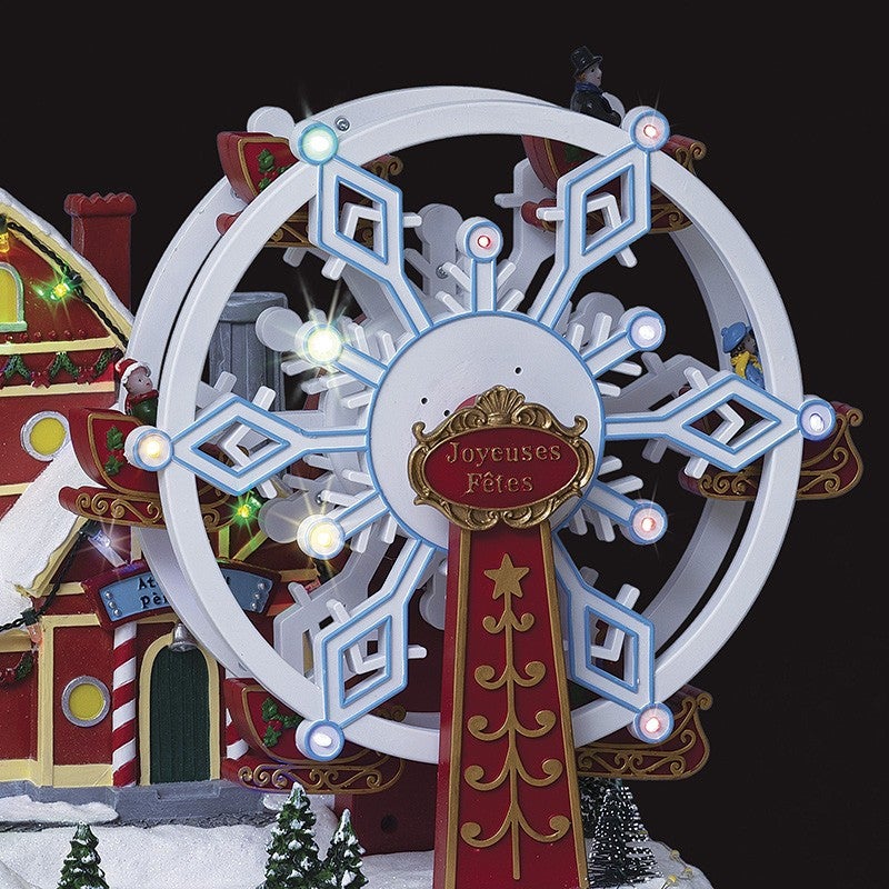 Villaggio illuminato Babbo Natale ruota 51 LED l.41cm - 3