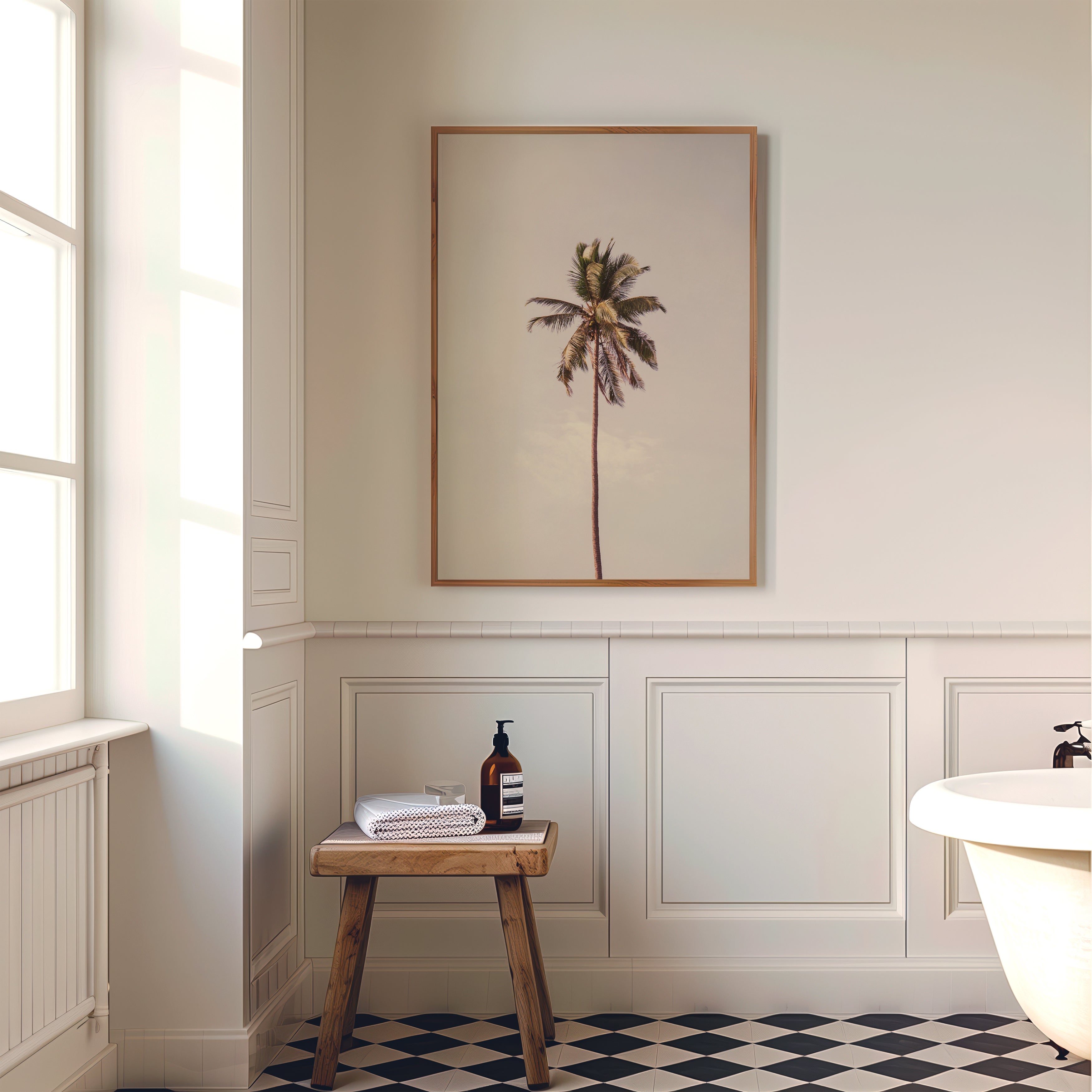 Cuadro Palm tree and sky III, marco premium chapado en roble, 50x70 cm - 2