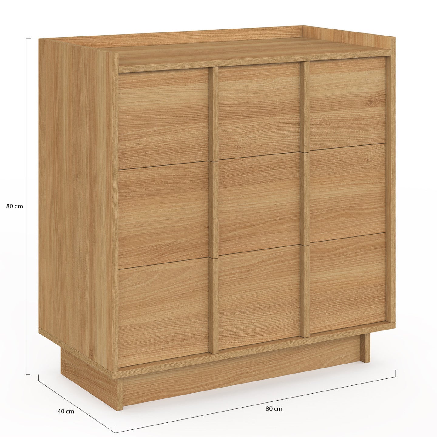 Commode ROSIE 3 tiroirs 80 cm façon hêtre design minimaliste - 5